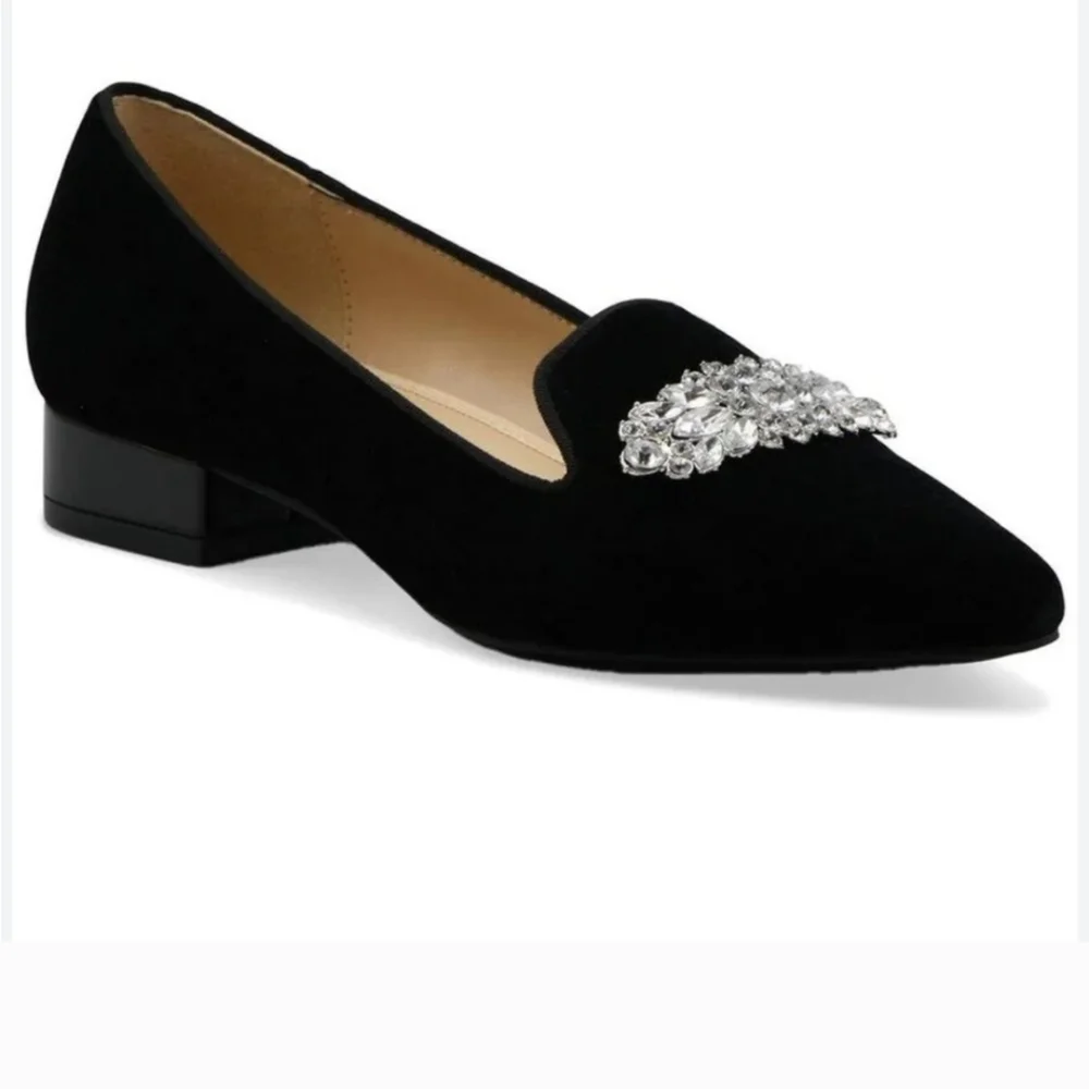 Adrianne Vittadini Elegant Velvet With Rhinestone Flats - Picture 1 of 10